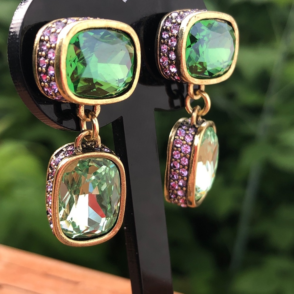 Heidi Daus 🆕 “Double Play” pierced dangle earrings in gold Heidi box